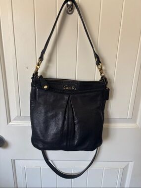 Coach Black Leather Ashley Snake Print Bag